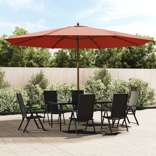 Garden Parasol with Wooden Pole Terracotta 400x273 cm