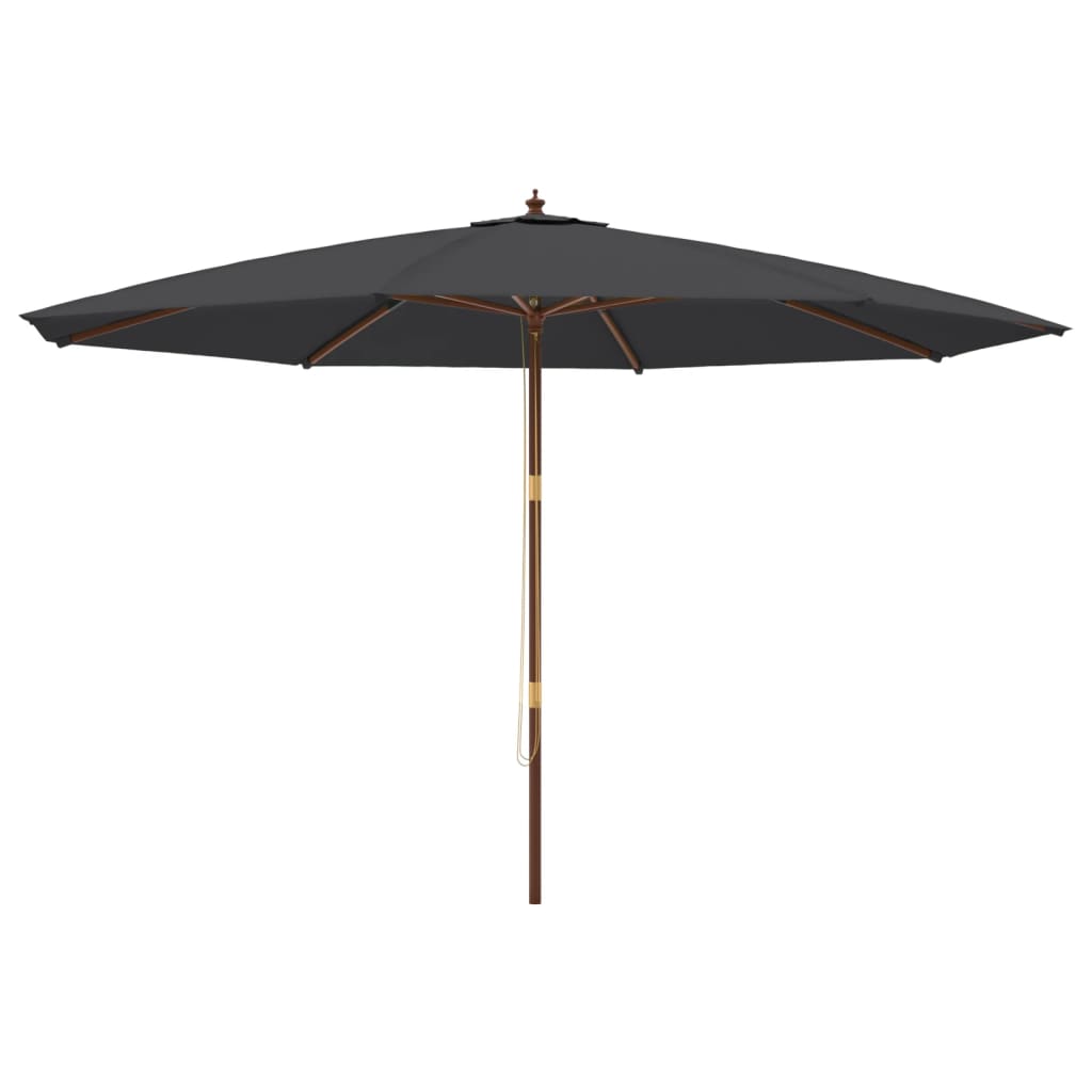 Garden Parasol with Wooden Pole Black 400x273 cm