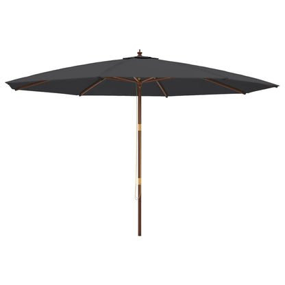 Garden Parasol with Wooden Pole Black 400x273 cm