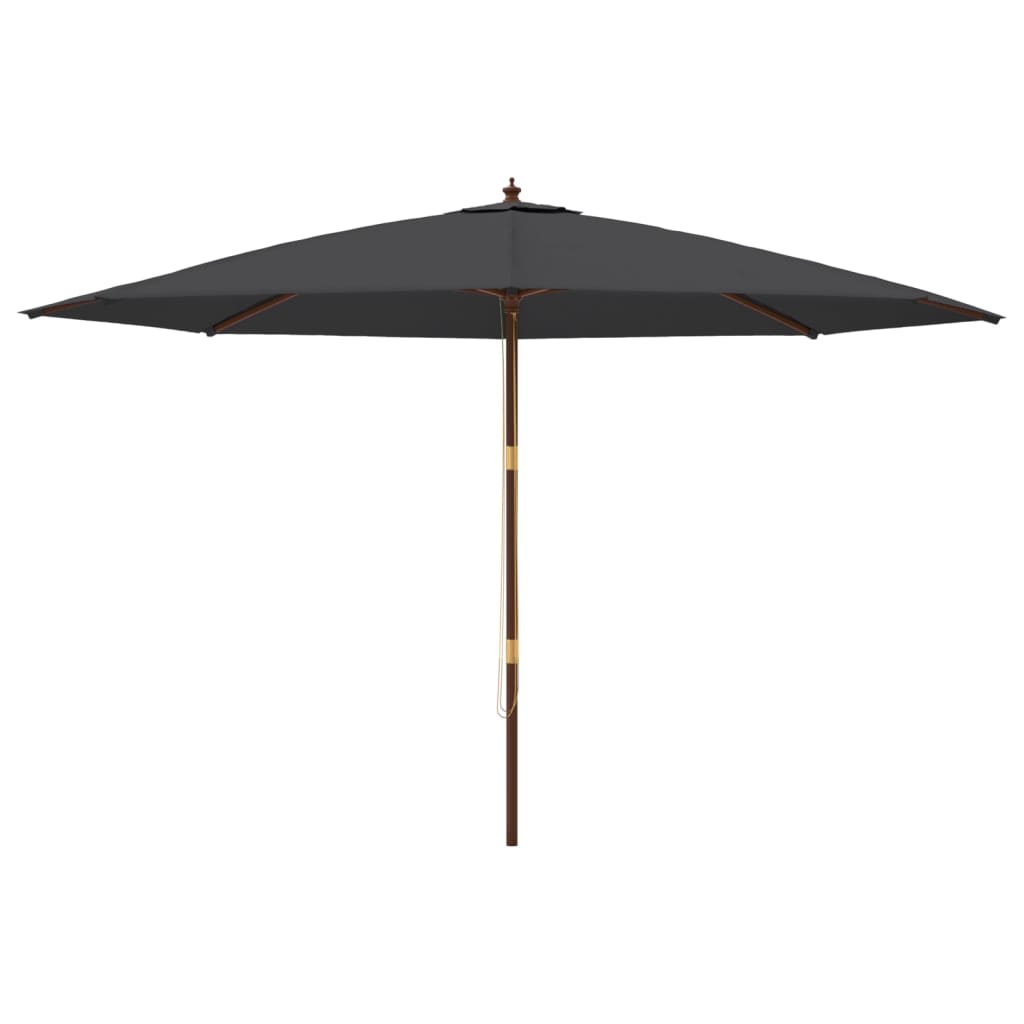 Garden Parasol with Wooden Pole Black 400x273 cm