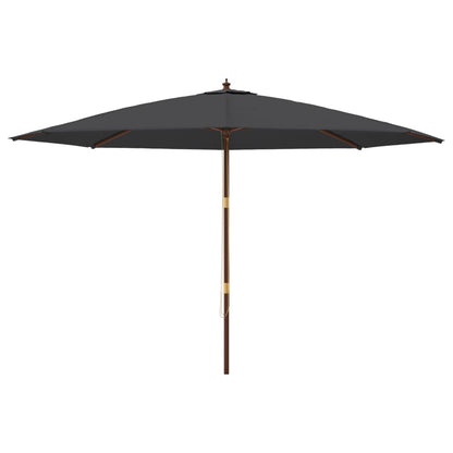 Garden Parasol with Wooden Pole Black 400x273 cm
