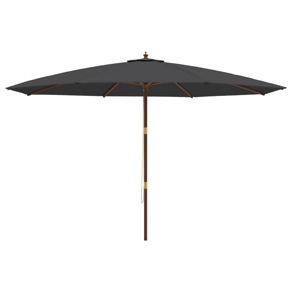 Garden Parasol with Wooden Pole Black 400x273 cm