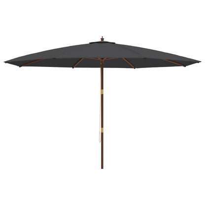 Garden Parasol with Wooden Pole Black 400x273 cm