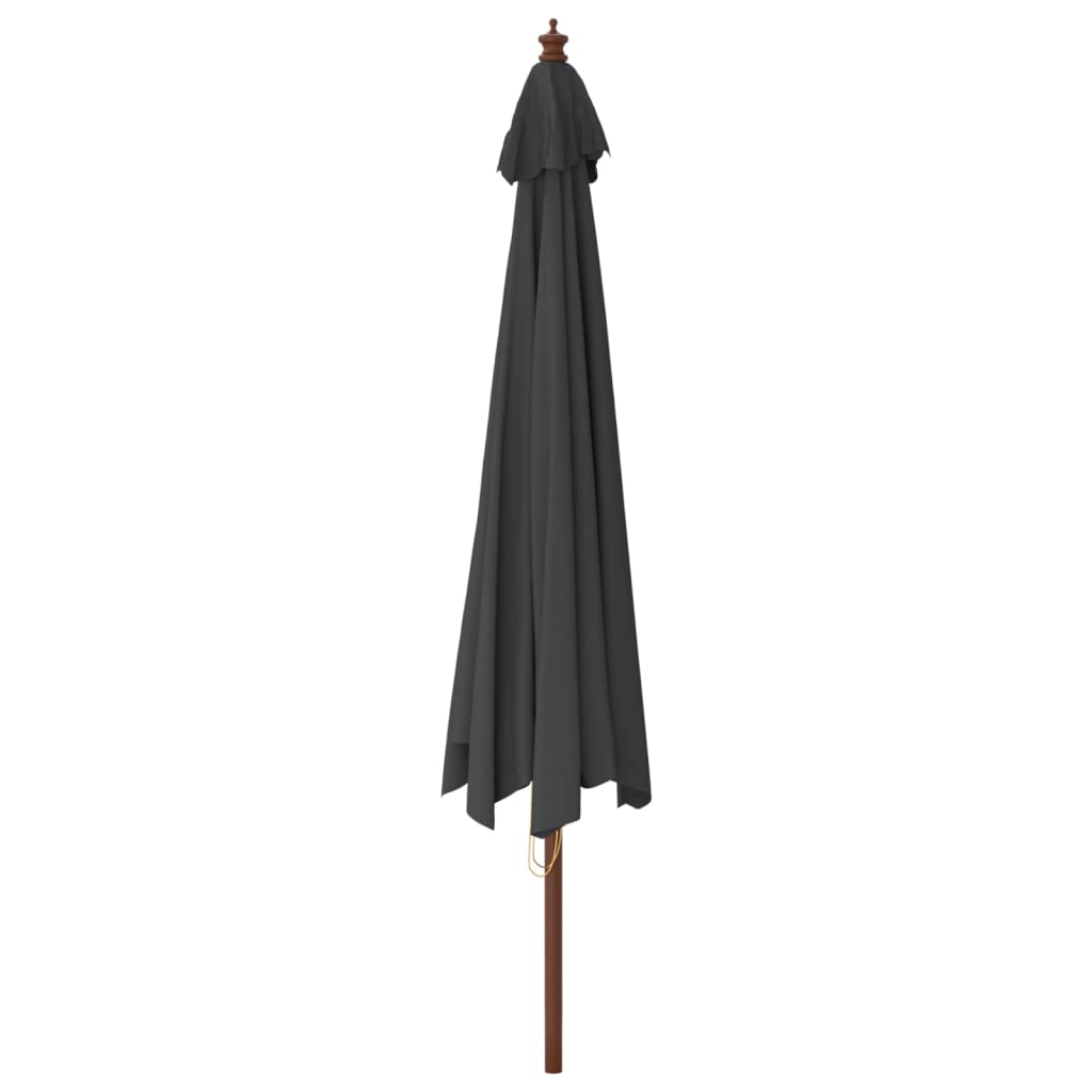 Garden Parasol with Wooden Pole Black 400x273 cm