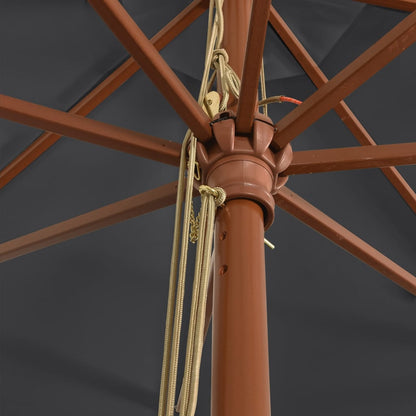 Garden Parasol with Wooden Pole Black 400x273 cm