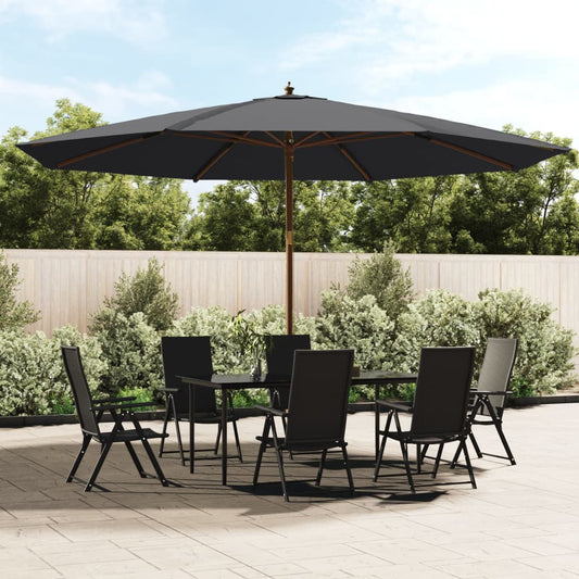 Garden Parasol with Wooden Pole Black 400x273 cm