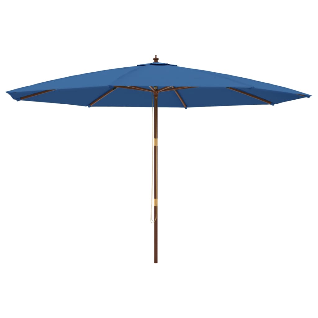 Garden Parasol with Wooden Pole Azure Blue 400x273 cm