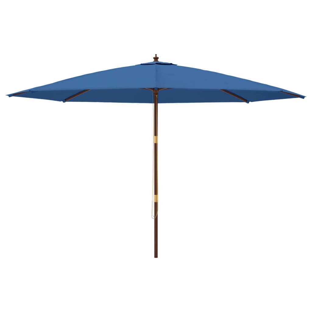 Garden Parasol with Wooden Pole Azure Blue 400x273 cm