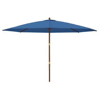 Garden Parasol with Wooden Pole Azure Blue 400x273 cm