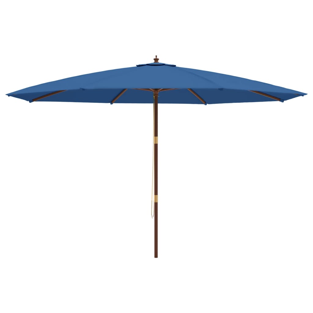 Garden Parasol with Wooden Pole Azure Blue 400x273 cm