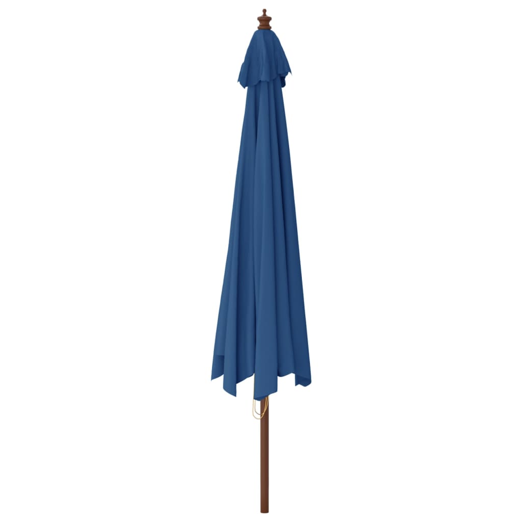 Garden Parasol with Wooden Pole Azure Blue 400x273 cm