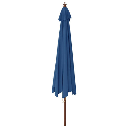 Garden Parasol with Wooden Pole Azure Blue 400x273 cm