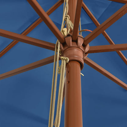 Garden Parasol with Wooden Pole Azure Blue 400x273 cm