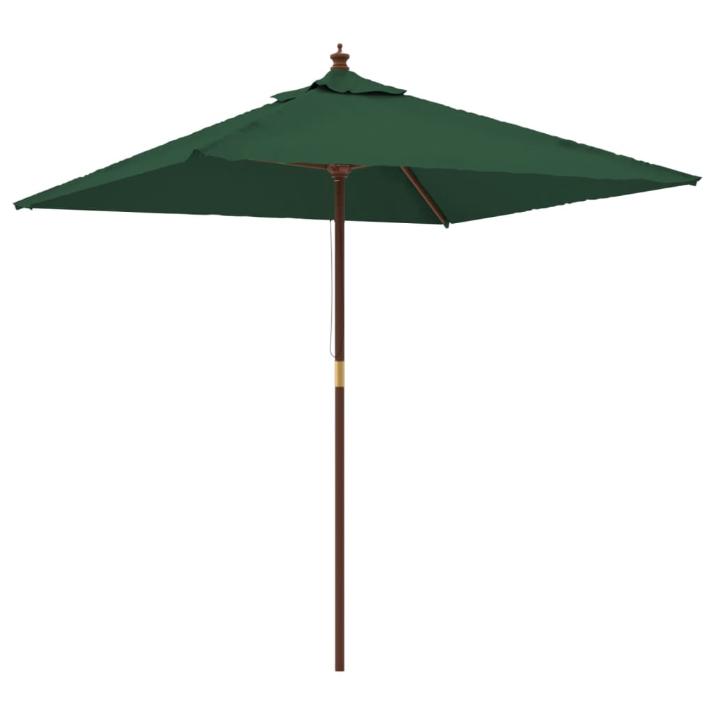 Garden Parasol with Wooden Pole Green 198x198x231 cm