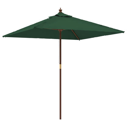 Garden Parasol with Wooden Pole Green 198x198x231 cm