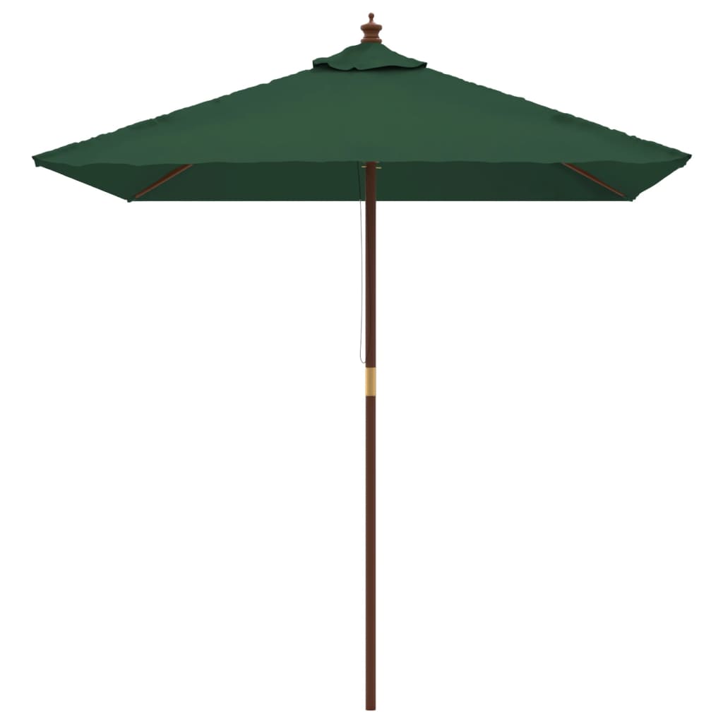 Garden Parasol with Wooden Pole Green 198x198x231 cm