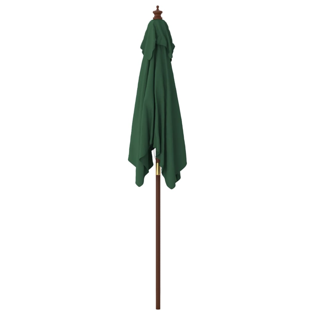 Garden Parasol with Wooden Pole Green 198x198x231 cm