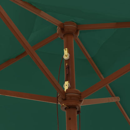 Garden Parasol with Wooden Pole Green 198x198x231 cm