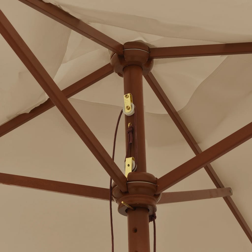 Garden Parasol with Wooden Pole Taupe 198x198x231 cm