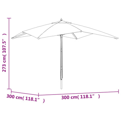 Garden Parasol with Wooden Pole Sand 300x300x273 cm