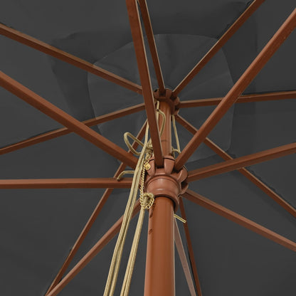 Garden Parasol with Wooden Pole Anthracite 300x300x273 cm
