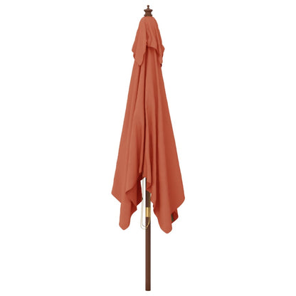 Garden Parasol with Wooden Pole Terracotta 300x300x273 cm