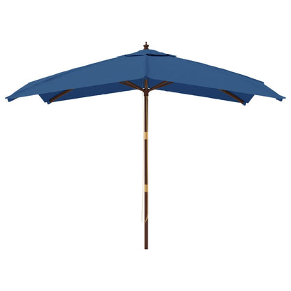 Garden Parasol with Wooden Pole Azure Blue 300x300x273 cm