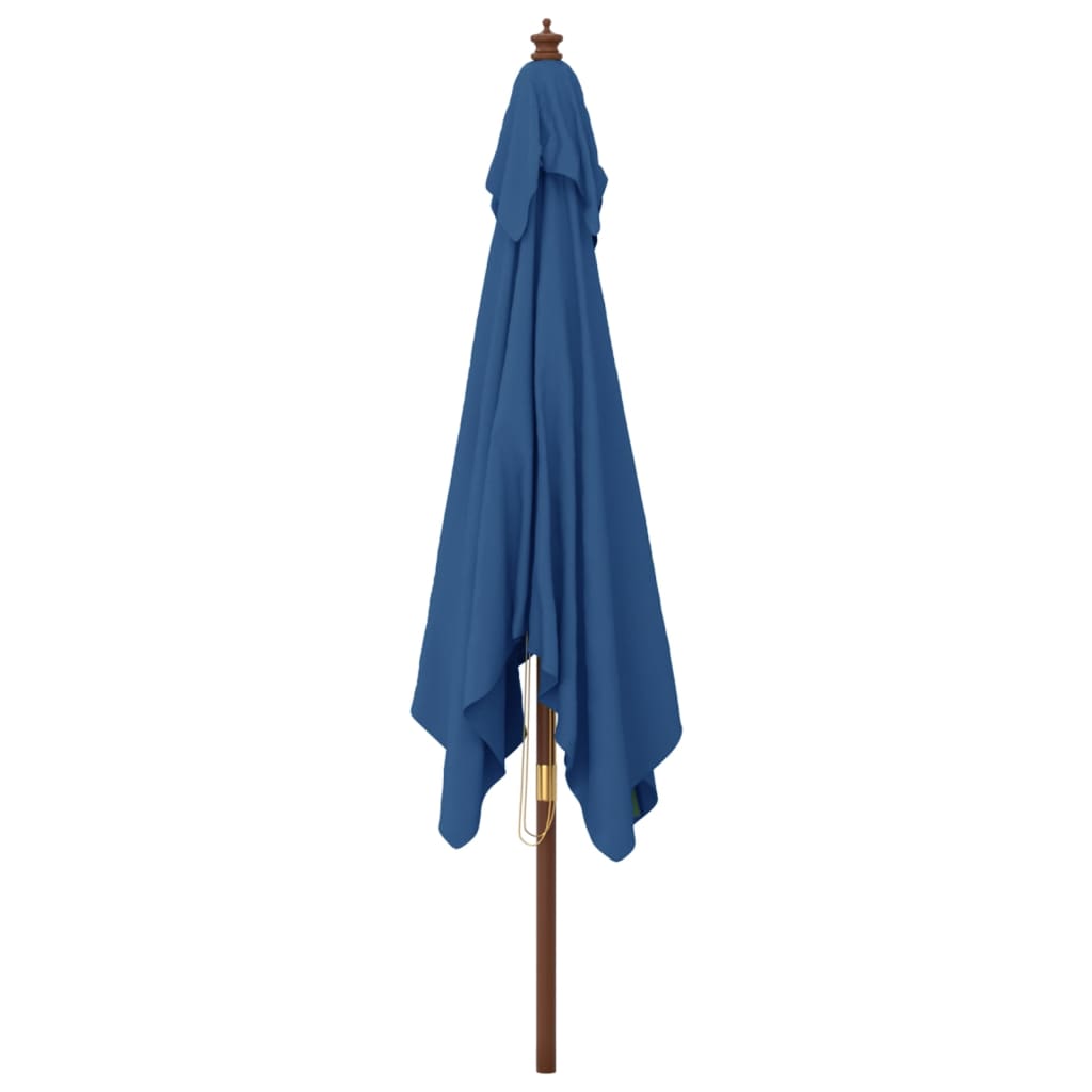 Garden Parasol with Wooden Pole Azure Blue 300x300x273 cm