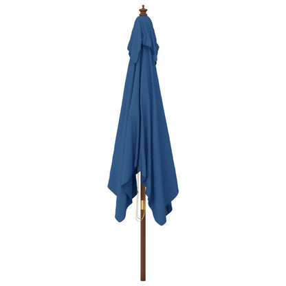 Garden Parasol with Wooden Pole Azure Blue 300x300x273 cm