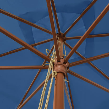 Garden Parasol with Wooden Pole Azure Blue 300x300x273 cm
