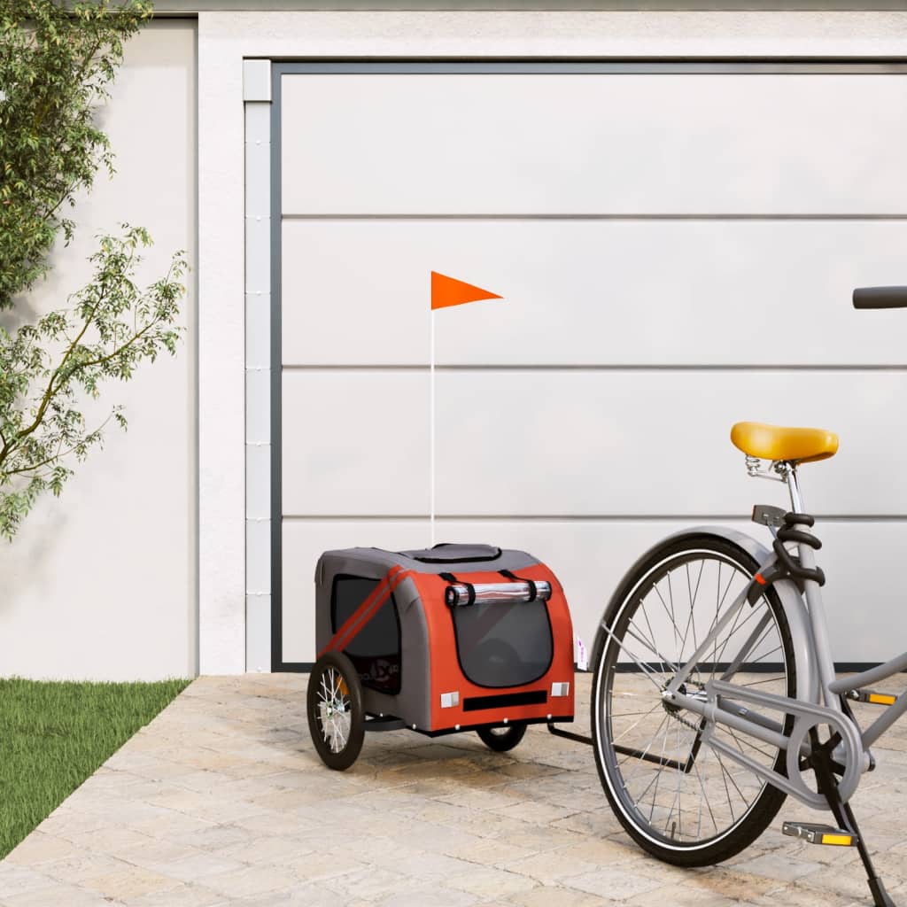Pet Bike Trailer Orange and Grey Oxford Fabric and Iron