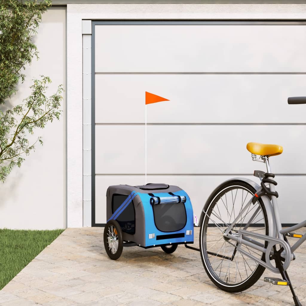 Pet Bike Trailer Blue and Grey Oxford Fabric and Iron