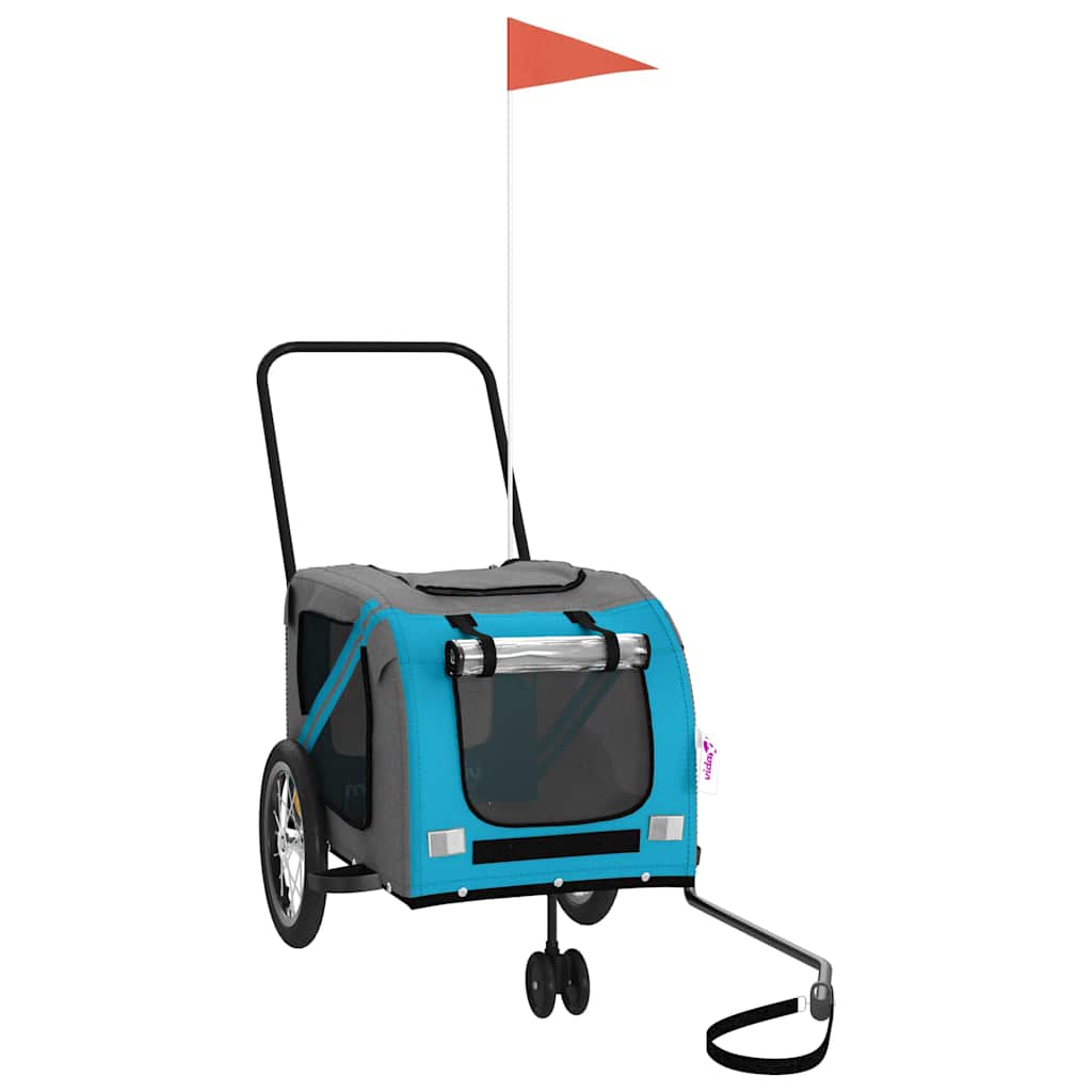 Pet Bike Trailer Blue and Grey Oxford Fabric and Iron