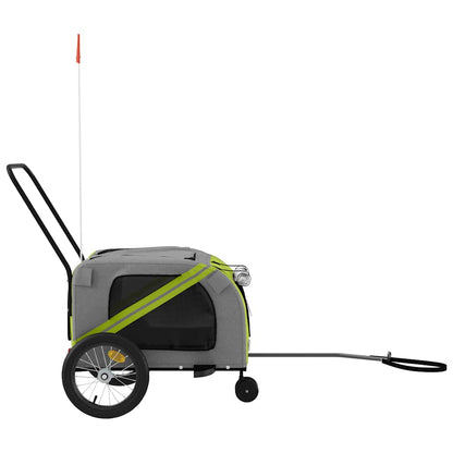 Pet Bike Trailer Green and Grey Oxford Fabric and Iron