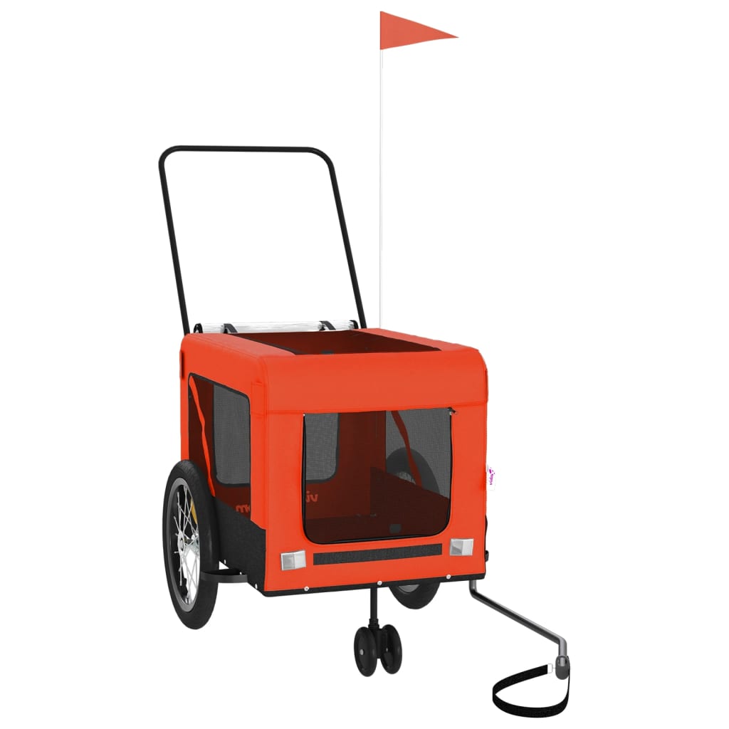 Pet Bike Trailer Orange and Black Oxford Fabric and Iron