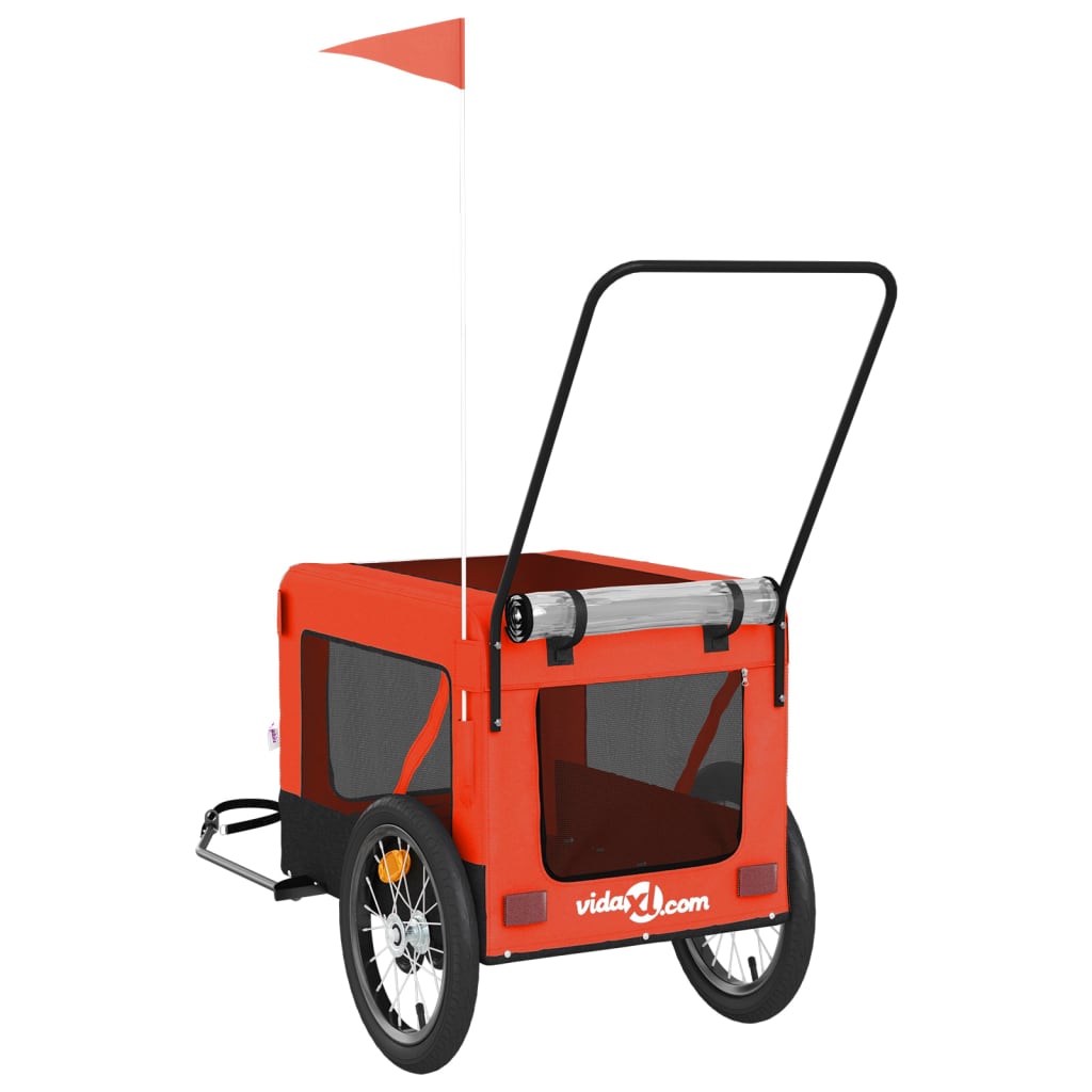 Pet Bike Trailer Orange and Black Oxford Fabric and Iron