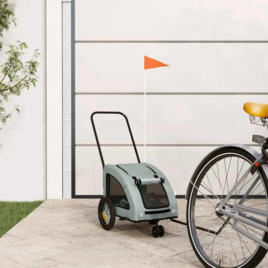 Pet Bike Trailer Grey Oxford Fabric and Iron