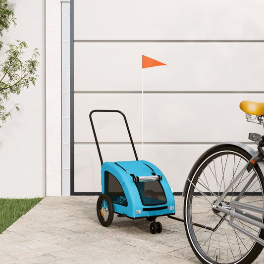 Pet Bike Trailer Blue Oxford Fabric and Iron