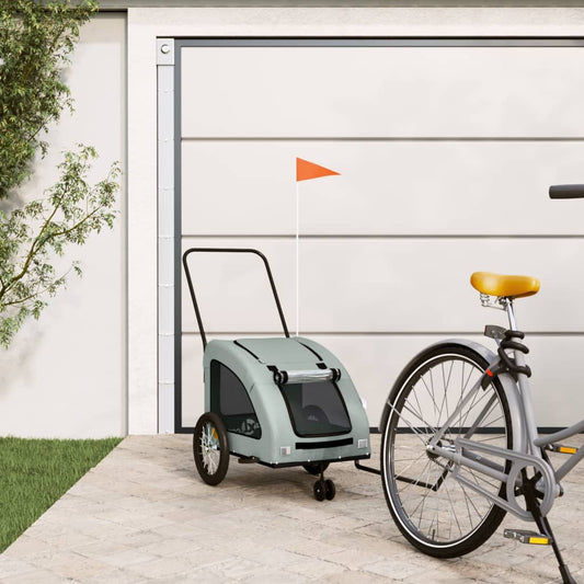 Pet Bike Trailer Grey Oxford Fabric and Iron