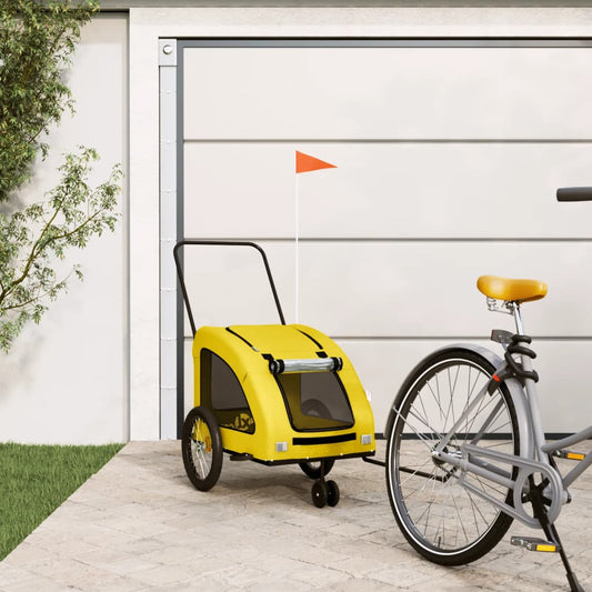 Pet Bike Trailer Yellow Oxford Fabric and Iron