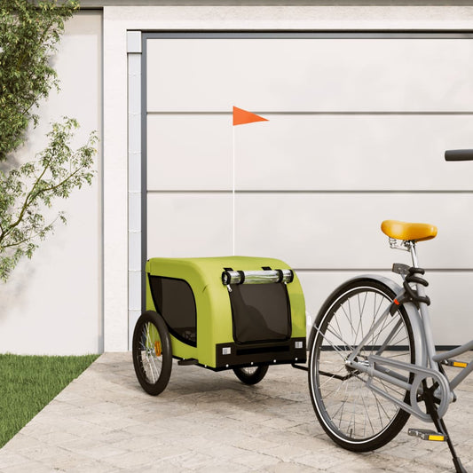 Pet Bike Trailer Green and Black Oxford Fabric and Iron