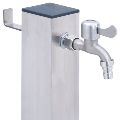 Garden Water Column 40 cm Stainless Steel Square