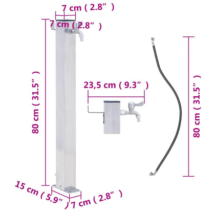 Garden Water Column 80 cm Stainless Steel Square