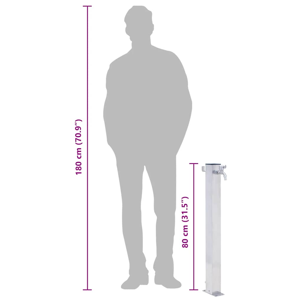Garden Water Column 80 cm Stainless Steel Square