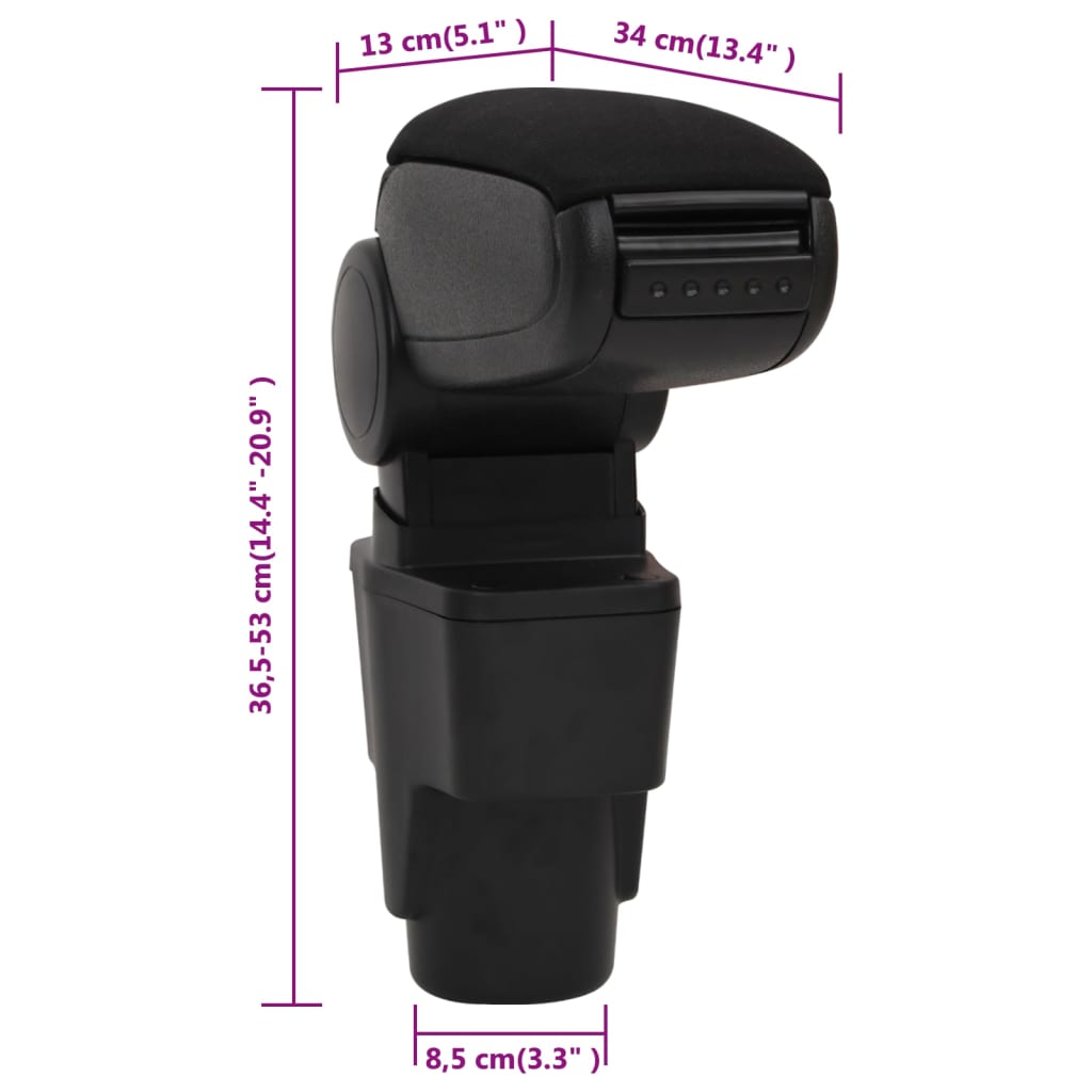 Car Armrest Black 13x34x(36.5-53) cm ABS