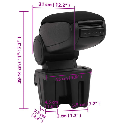 Car Armrest Black 15x31x(28-44) cm ABS
