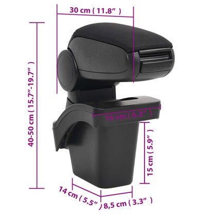 Car Armrest Black 16x30x(40-50) cm ABS