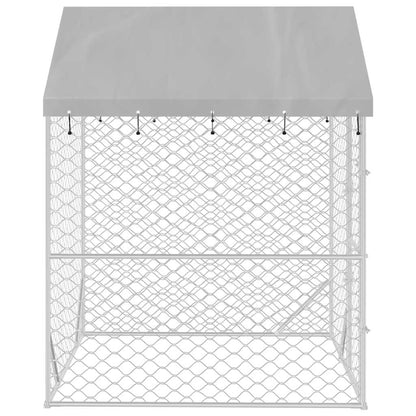Outdoor Dog Kennel with Roof Silver 2x2x2.5 m Galvanised Steel