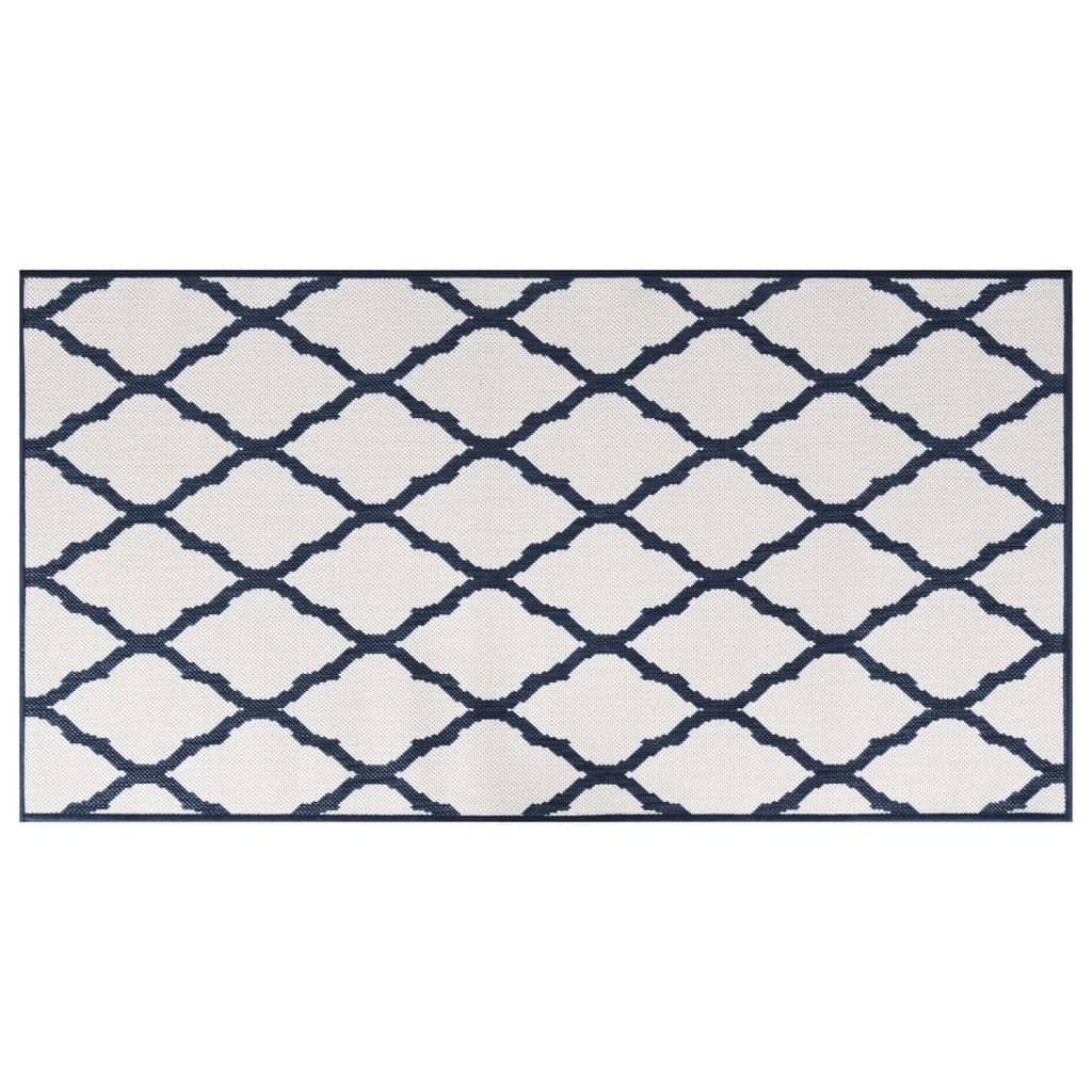 Outdoor Rug Navy and White 80x150 cm Reversible Design