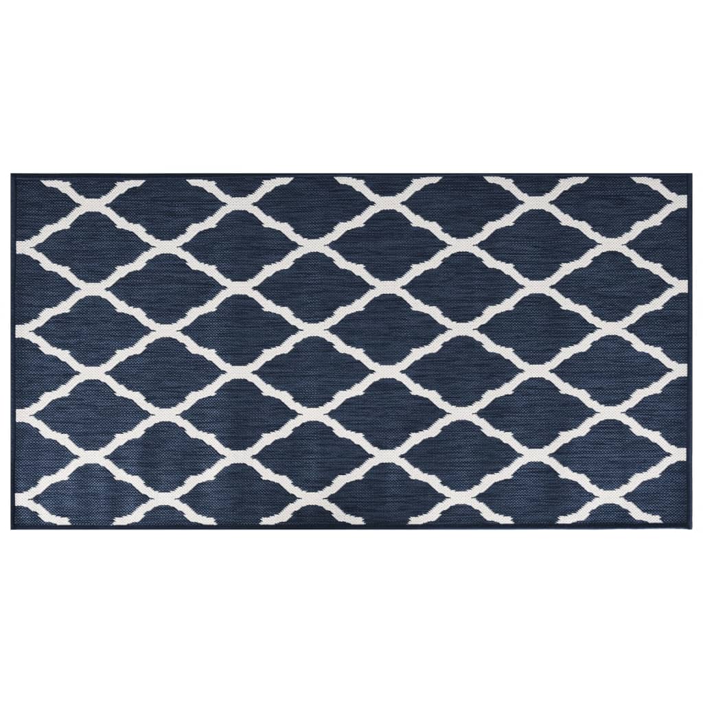 Outdoor Rug Navy and White 80x150 cm Reversible Design